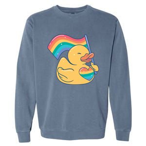 Lgbtq Rubber Duck Colorful Rainbow Proud Gay Month Funny Gift Garment-Dyed Sweatshirt