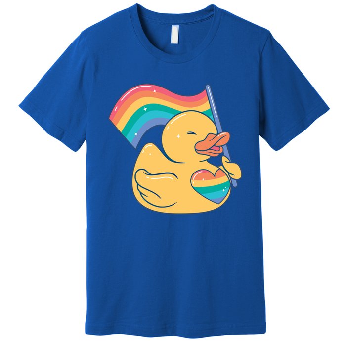 Lgbtq Rubber Duck Colorful Rainbow Proud Gay Month Funny Gift Premium T-Shirt