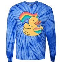 Lgbtq Rubber Duck Colorful Rainbow Proud Gay Month Funny Gift Tie-Dye Long Sleeve Shirt