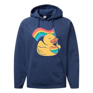 Lgbtq Rubber Duck Colorful Rainbow Proud Gay Month Funny Gift Performance Fleece Hoodie