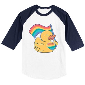 Lgbtq Rubber Duck Colorful Rainbow Proud Gay Month Funny Gift Baseball Sleeve Shirt