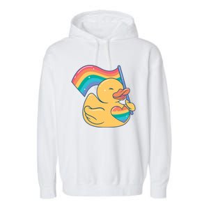 Lgbtq Rubber Duck Colorful Rainbow Proud Gay Month Funny Gift Garment-Dyed Fleece Hoodie