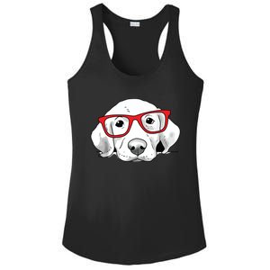 Labrador Retriever Dog With Red Glasses Puppy Dog Ladies PosiCharge Competitor Racerback Tank