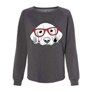 Labrador Retriever Dog With Red Glasses Puppy Dog Womens California Wash Sweatshirt