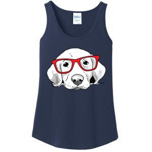 Labrador Retriever Dog With Red Glasses Puppy Dog Ladies Essential Tank