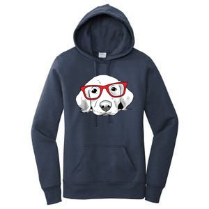 Labrador Retriever Dog With Red Glasses Puppy Dog Women's Pullover Hoodie