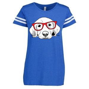 Labrador Retriever Dog With Red Glasses Puppy Dog Enza Ladies Jersey Football T-Shirt