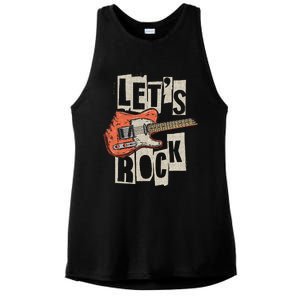 LetS Rock Electric Guitar Music Lover Band Guitarist Ladies PosiCharge Tri-Blend Wicking Tank