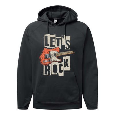 LetS Rock Electric Guitar Music Lover Band Guitarist Performance Fleece Hoodie