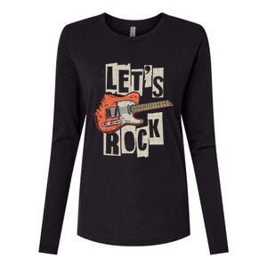 LetS Rock Electric Guitar Music Lover Band Guitarist Womens Cotton Relaxed Long Sleeve T-Shirt