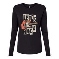 LetS Rock Electric Guitar Music Lover Band Guitarist Womens Cotton Relaxed Long Sleeve T-Shirt