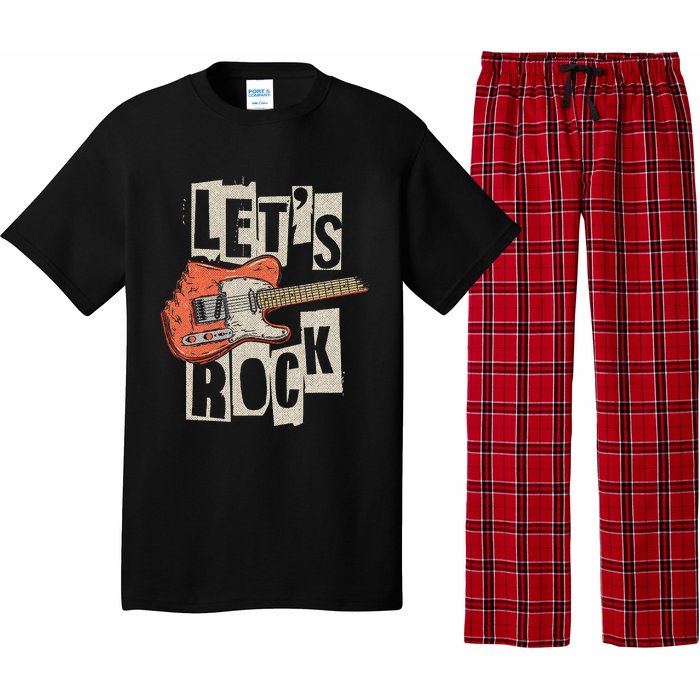 LetS Rock Electric Guitar Music Lover Band Guitarist Pajama Set