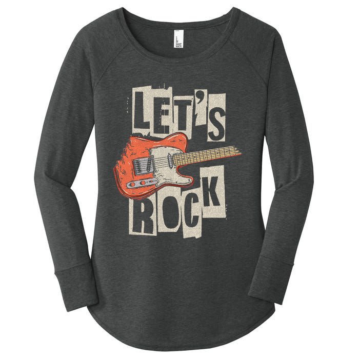 LetS Rock Electric Guitar Music Lover Band Guitarist Women's Perfect Tri Tunic Long Sleeve Shirt