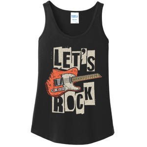 LetS Rock Electric Guitar Music Lover Band Guitarist Ladies Essential Tank