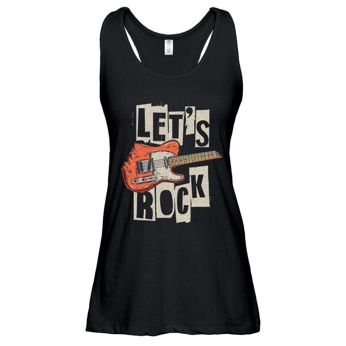 LetS Rock Electric Guitar Music Lover Band Guitarist Ladies Essential Flowy Tank