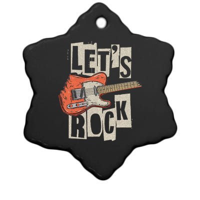 LetS Rock Electric Guitar Music Lover Band Guitarist Ceramic Star Ornament