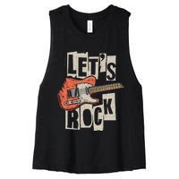 LetS Rock Electric Guitar Music Lover Band Guitarist Women's Racerback Cropped Tank