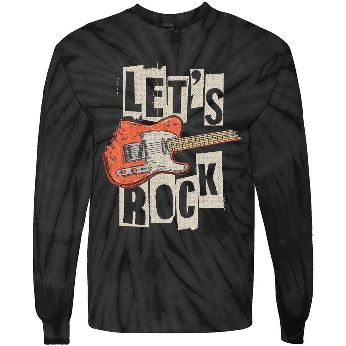 LetS Rock Electric Guitar Music Lover Band Guitarist Tie-Dye Long Sleeve Shirt