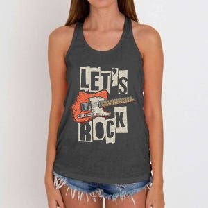 LetS Rock Electric Guitar Music Lover Band Guitarist Women's Knotted Racerback Tank