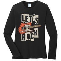 LetS Rock Electric Guitar Music Lover Band Guitarist Ladies Long Sleeve Shirt