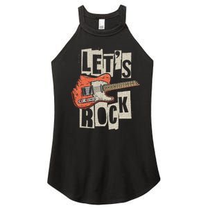 LetS Rock Electric Guitar Music Lover Band Guitarist Women's Perfect Tri Rocker Tank