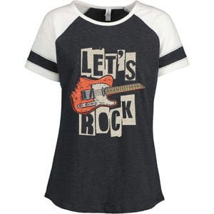 LetS Rock Electric Guitar Music Lover Band Guitarist Enza Ladies Jersey Colorblock Tee