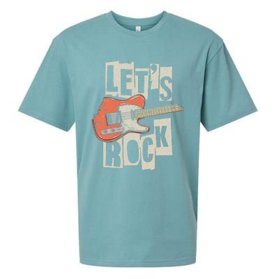 LetS Rock Electric Guitar Music Lover Band Guitarist Sueded Cloud Jersey T-Shirt