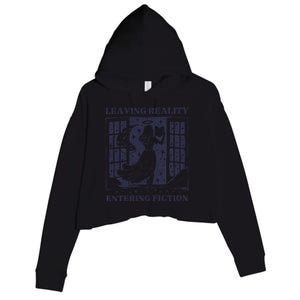 Leaving Reality Entering Fiction Crop Fleece Hoodie