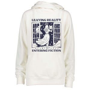 Leaving Reality Entering Fiction Womens Funnel Neck Pullover Hood