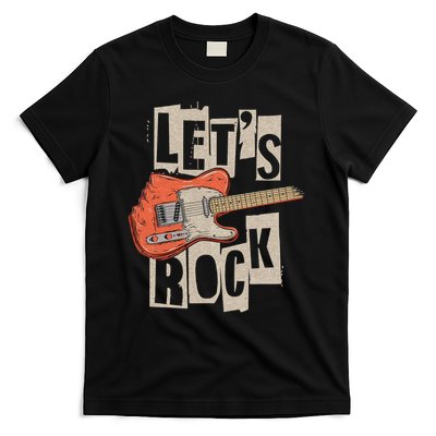 Let's Rock Electric Guitar Music Lover Band Guitarist Retro T-Shirt