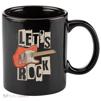 Let's Rock Electric Guitar Music Lover Band Guitarist Retro 11oz C Handle Ceramic Mug