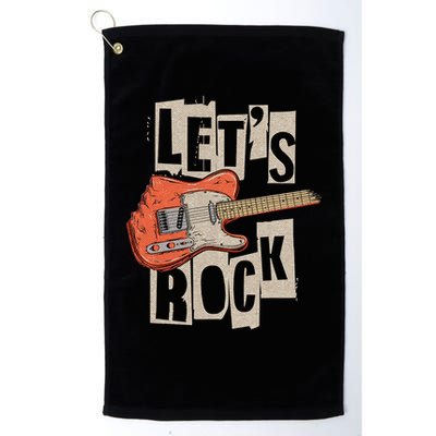 Let's Rock Electric Guitar Music Lover Band Guitarist Retro Golf Towel