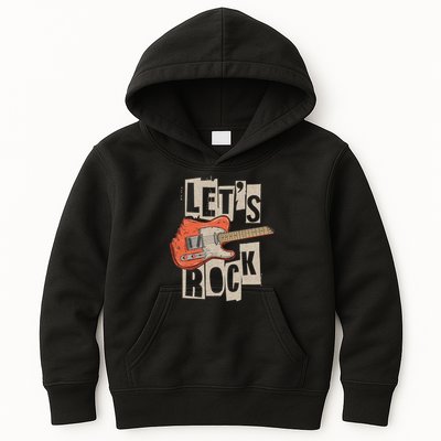 Let's Rock Electric Guitar Music Lover Band Guitarist Retro Kids Hoodie