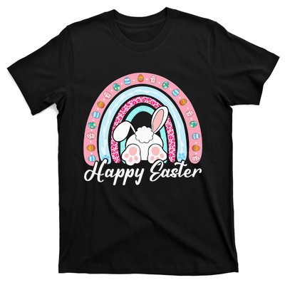 Leopard Rainbow Easter Bunny Rabbit Happy Easter Teacher T-Shirt