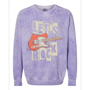 Lets Rock Electric Guitar Music Lover Band Guitarist Retro Colorblast Crewneck Sweatshirt