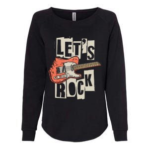 Lets Rock Electric Guitar Music Lover Band Guitarist Retro Womens California Wash Sweatshirt