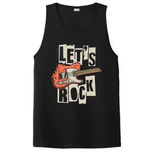 Lets Rock Electric Guitar Music Lover Band Guitarist Retro PosiCharge Competitor Tank