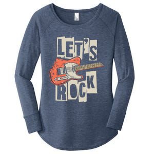 Lets Rock Electric Guitar Music Lover Band Guitarist Retro Women's Perfect Tri Tunic Long Sleeve Shirt