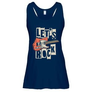 Lets Rock Electric Guitar Music Lover Band Guitarist Retro Ladies Essential Flowy Tank