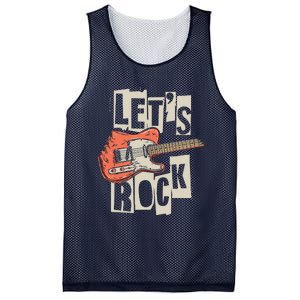 Lets Rock Electric Guitar Music Lover Band Guitarist Retro Mesh Reversible Basketball Jersey Tank