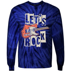 Lets Rock Electric Guitar Music Lover Band Guitarist Retro Tie-Dye Long Sleeve Shirt