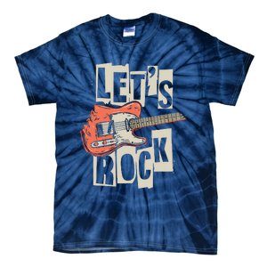 Lets Rock Electric Guitar Music Lover Band Guitarist Retro Tie-Dye T-Shirt