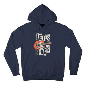 Lets Rock Electric Guitar Music Lover Band Guitarist Retro Tall Hoodie