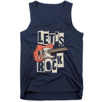 Lets Rock Electric Guitar Music Lover Band Guitarist Retro Tank Top