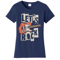 Lets Rock Electric Guitar Music Lover Band Guitarist Retro Women's T-Shirt