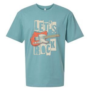 Lets Rock Electric Guitar Music Lover Band Guitarist Retro Sueded Cloud Jersey T-Shirt