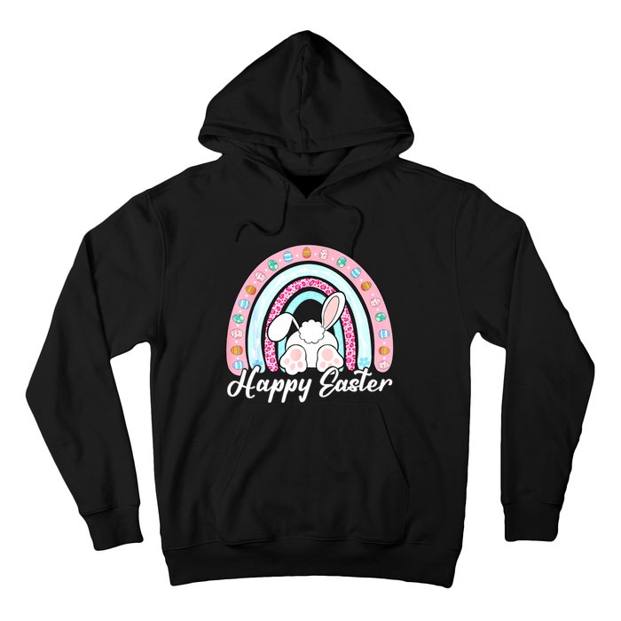 Leopard Rainbow Easter Bunny Rabbit Happy Easter Teacher Hoodie