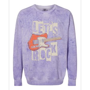 LetS Rock Electric Guitar Music Lover Band Guitarist Retro Colorblast Crewneck Sweatshirt