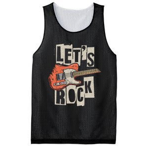 LetS Rock Electric Guitar Music Lover Band Guitarist Retro Mesh Reversible Basketball Jersey Tank