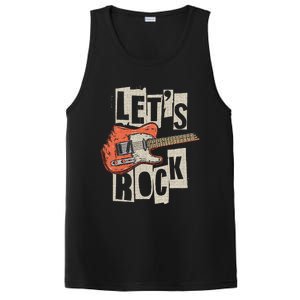 LetS Rock Electric Guitar Music Lover Band Guitarist Retro PosiCharge Competitor Tank